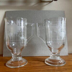 Set of 2 Vintage Nestle Nescafe Irish Coffee Mugs World Map